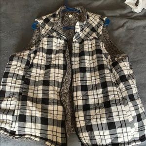 Maurice’s plus black/white plaid vest